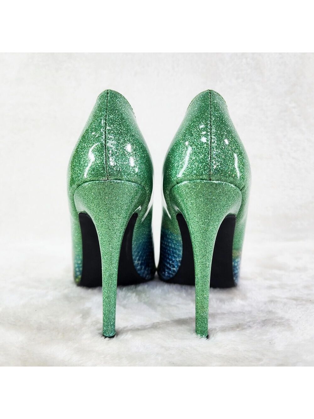 NIB Fabio Green Glitter Ombre Patent 4" High Heel Shoes Pointy Toe Pump US 7-13 - Picture 6 of 11